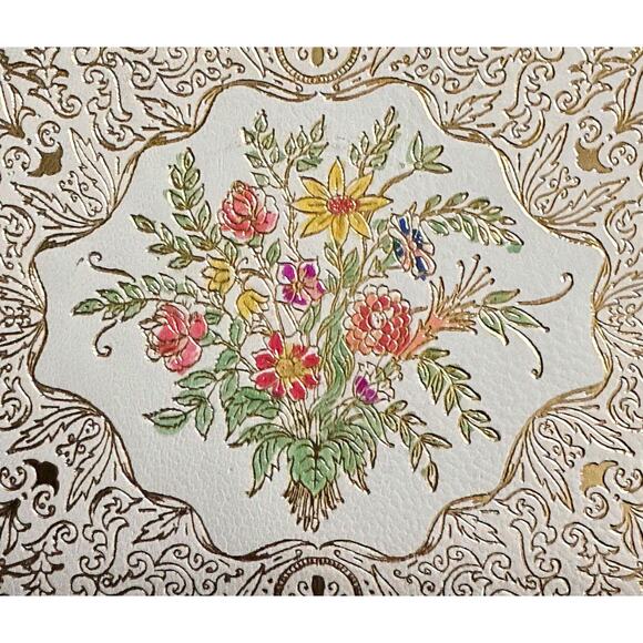 Exquisite Vintage Italian Leather Coin Purse: Gilded Garden Charm - Picture 6 of 8